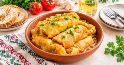 Постные голубцы с рисом и грибами