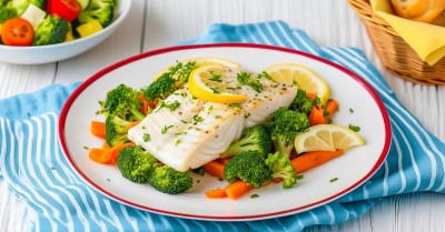 Рыба с брокколи на пару