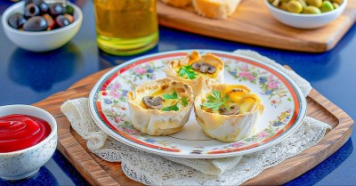 Тарталетки с грибами и сыром