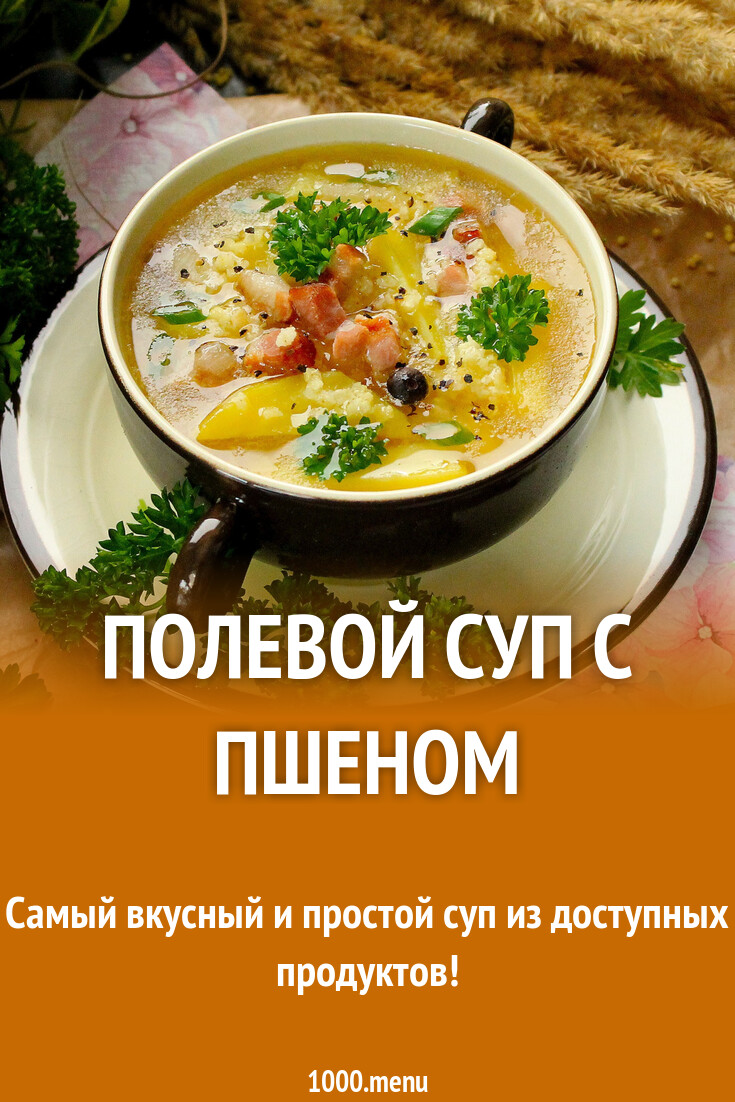 Полевой суп с пшеном рецепт с фото пошагово - 1000.menu