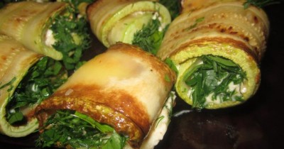 Рулетики кабачки с сыром и чесноком