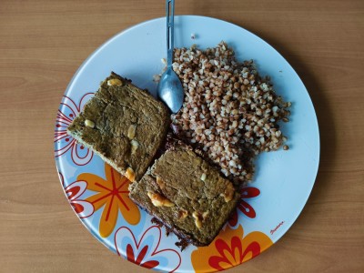 гречка и печёночное суфле с сыром