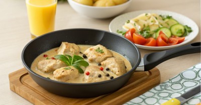 Курица тушеная в сливках