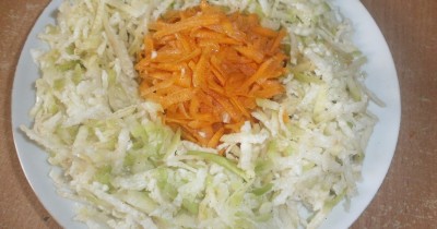 Салат из зеленой редьки с морковкой и смесью перцев