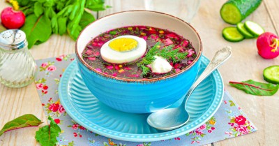 Холодный борщ с маринованной свеклой
