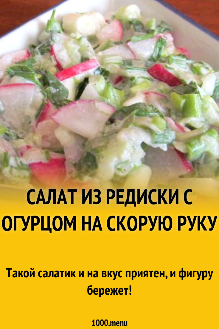 Простой салат из редиски с луком огурцом на скорую руку рецепт с фото  пошагово - 1000.menu