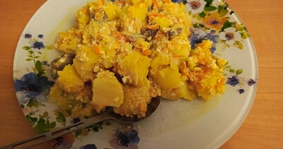 картошка с куриным сердцем