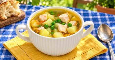 Суп с зеленым горошком и курицей