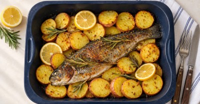 Форель с картошкой в духовке запеченная