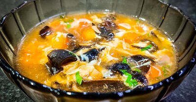 Овощной суп с грибами муэр