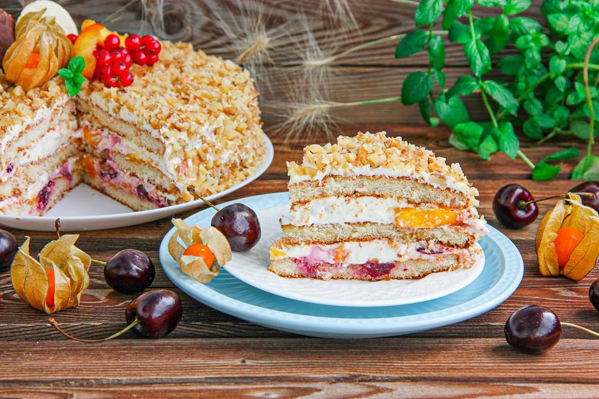 Торт из готовых бисквитных коржей со сгущенкой рецепт фото пошагово и видео  - 1000.menu