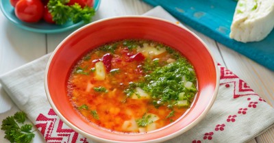 Кубанский борщ на мясном бульоне