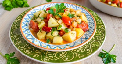 Овощное рагу из кабачков, помидоров и картошки