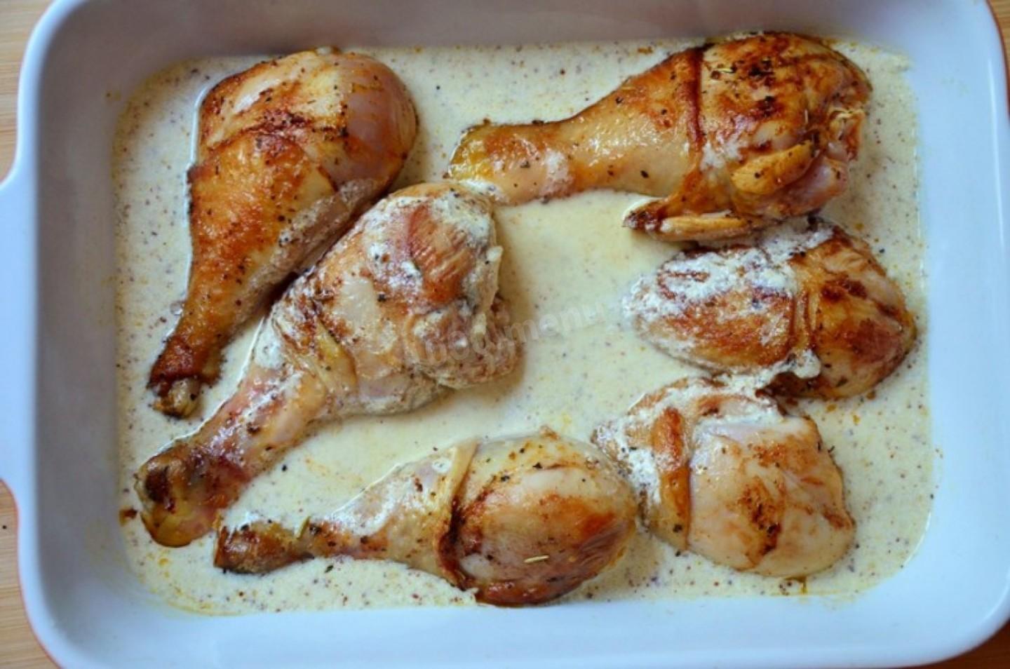 Куриные ножки со сливками на сковороде рецепт с фото пошагово