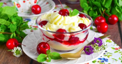 Заварной крем с вишней