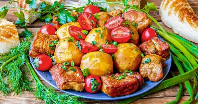 Картошка с мясом в казане