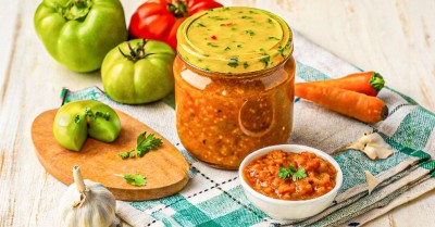 Икра из зеленых помидор и болгарского перца на зиму