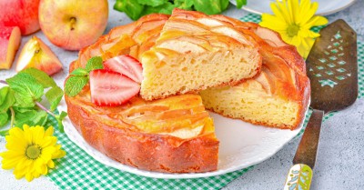 ПП пирог с творогом и яблоками в духовке