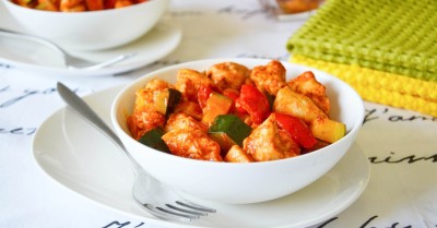 Овощное рагу с куриной грудкой и болгарским перцем
