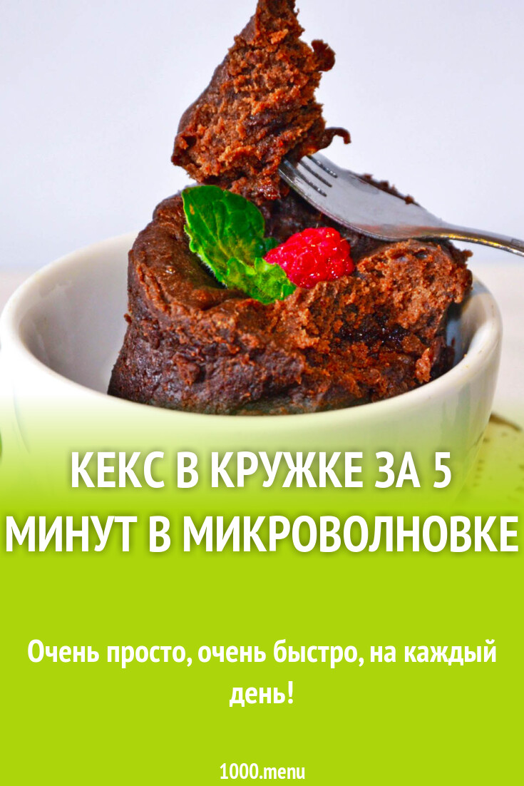 Кекс в кружке за 5 минут в микроволновке рецепт фото пошагово и видео -  1000.menu