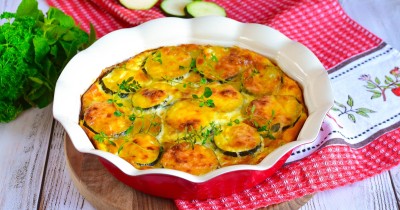 Кабачки в духовке с яйцом и сыром