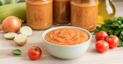 Простая икра из кабачков, лука и помидоров на зиму