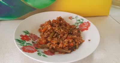 Гречка со стручковой фасолью и овощами