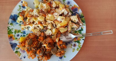 картофель с сыром и куриной печенью