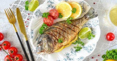 Дорадо на сковороде гриль