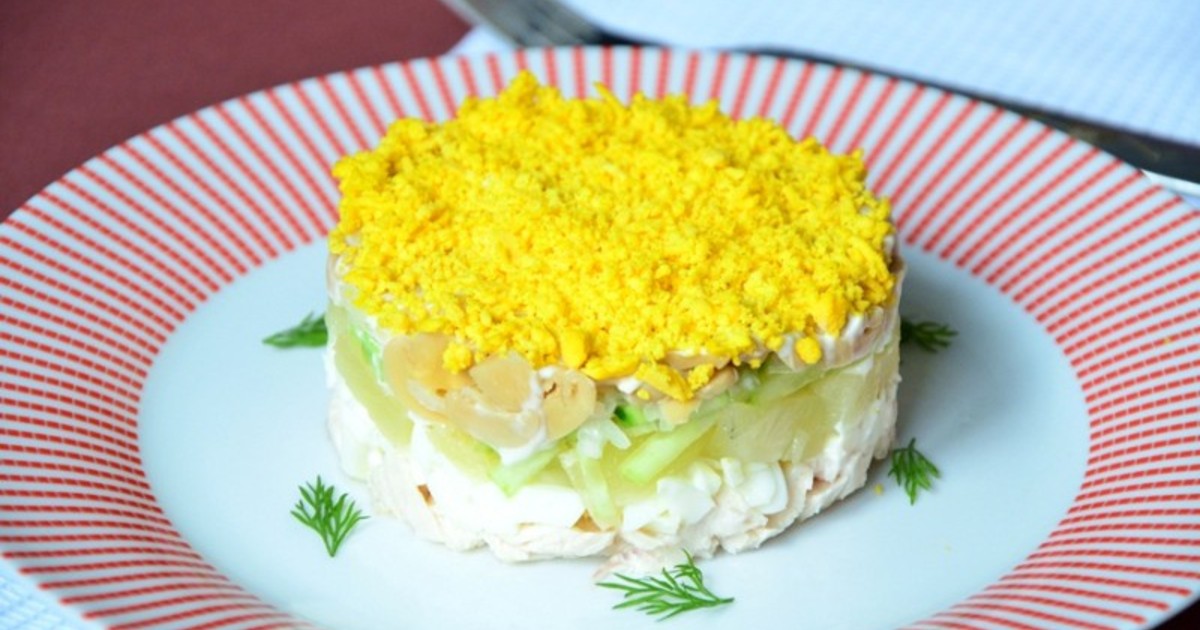 Вкусный салат быстро и просто с грибами