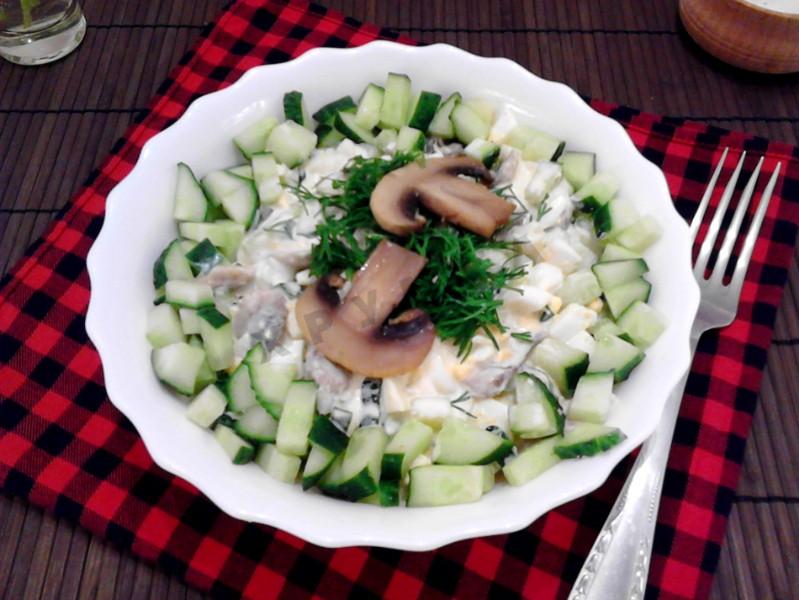 салат с шампиньонами свежими огурцами рецепт с фото салат с шампиньонами свежими огурцами рецепт с фото