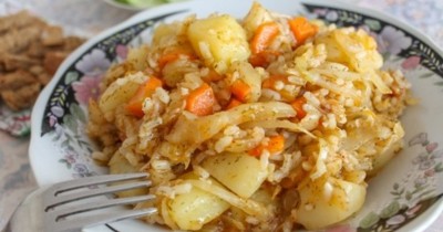 Капустняк тушеный с рисом и картошкой