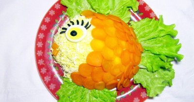 Салат с семгой Золотая рыбка