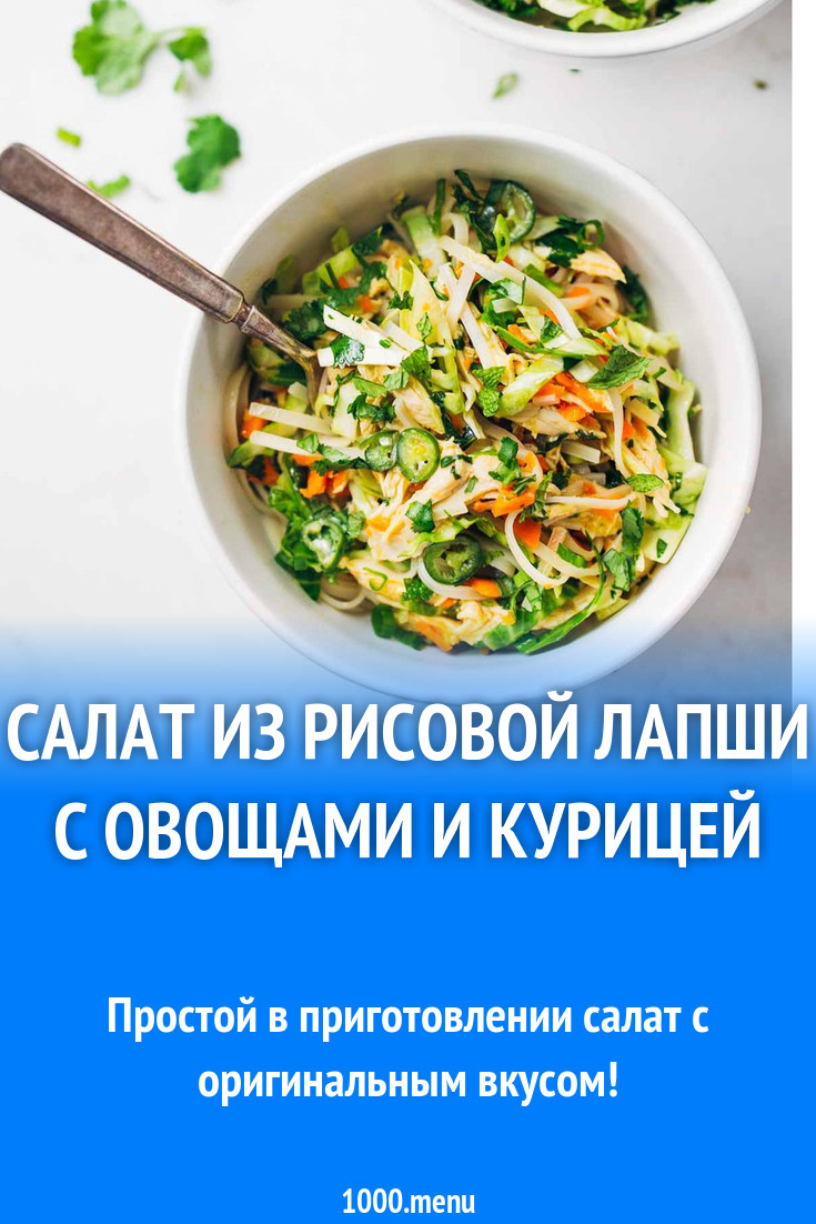 Салат из рисовой лапши с овощами и курицей рецепт с фото пошагово -  1000.menu