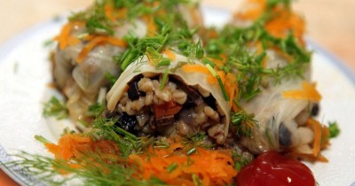 Голубцы с грибами и перловкой в мультиварке
