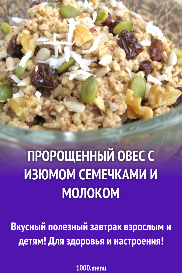 Пророщенный овес с изюмом семечками и молоком рецепт с фото - 1000.menu