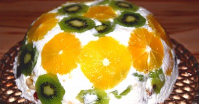 Торт желе Летний с фруктами и желатином
