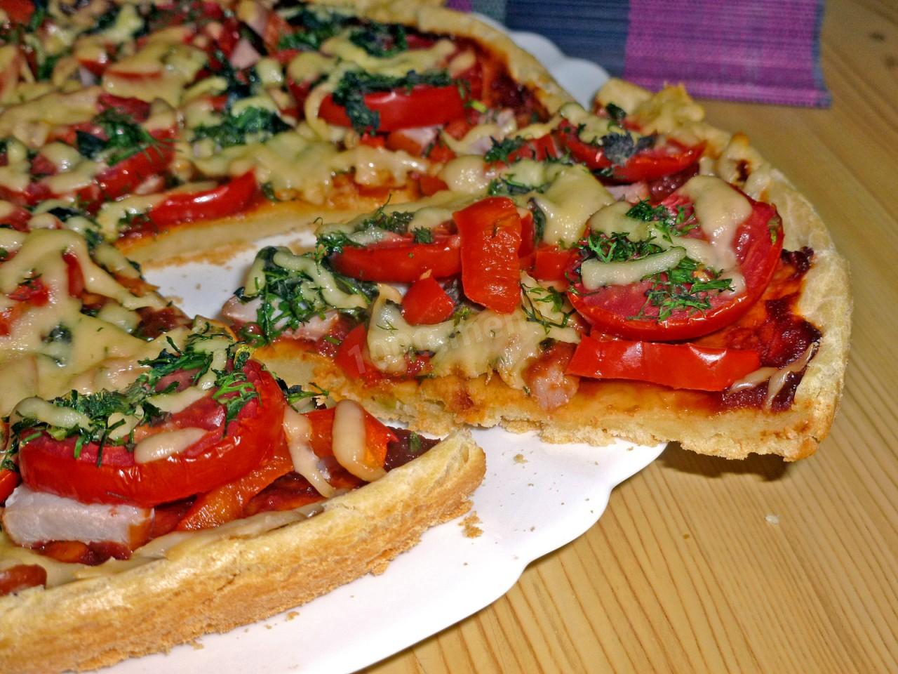 Пицца на жидком тесте на кефире в духовке рецепт с фото пошагово
