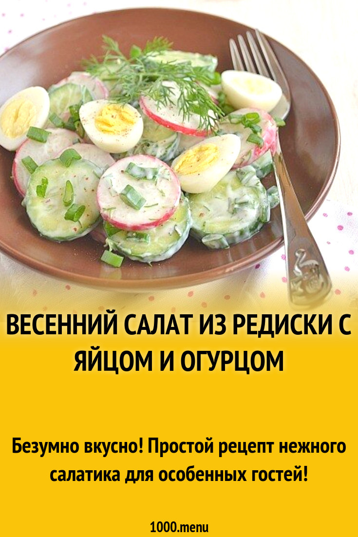 Весенний салат из редиски с яйцом и огурцом рецепт с фото пошагово -  1000.menu