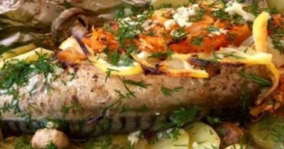 Фаршированная скумбрия запеченная в духовке