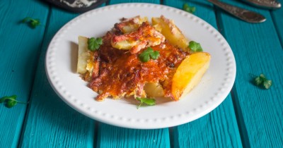  Картошка с ветчиной и сыром в духовке - пошаговый рецепт приготовления с фото  