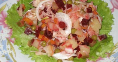 Салат из вареных овощей и фасоли
