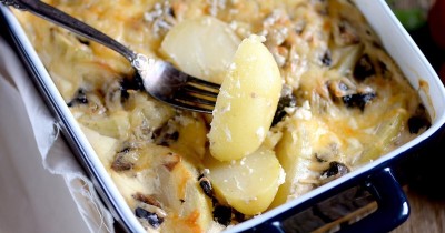 Грибы картошка сметана сыр в духовке