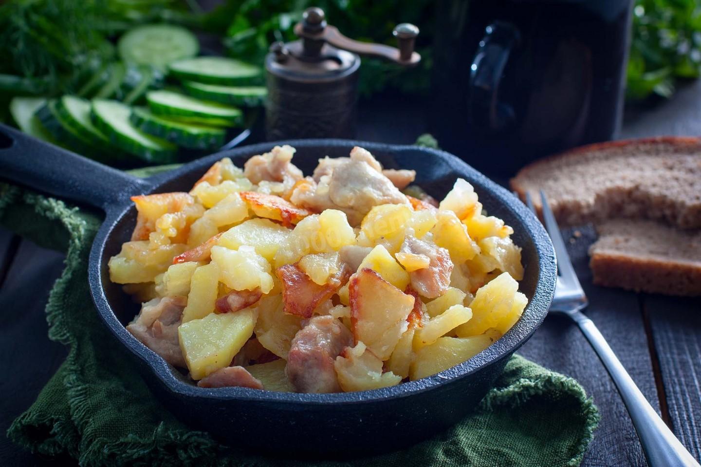 Картошка жареная с фаршем на сковороде рецепт с фото пошагово на сковороде