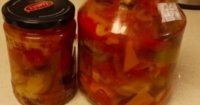 Закуска из баклажан, томатов и болгарского перца на зиму.