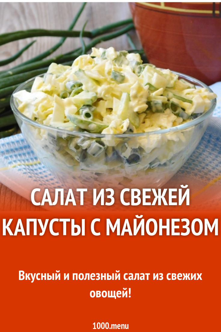 Салат из свежей капусты с майонезом рецепт с фото - 1000.menu