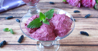 Мороженое из творога с ягодами жимолости домашнее