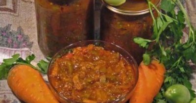 Лечо из зеленых помидор с болгарским перцем и морковью