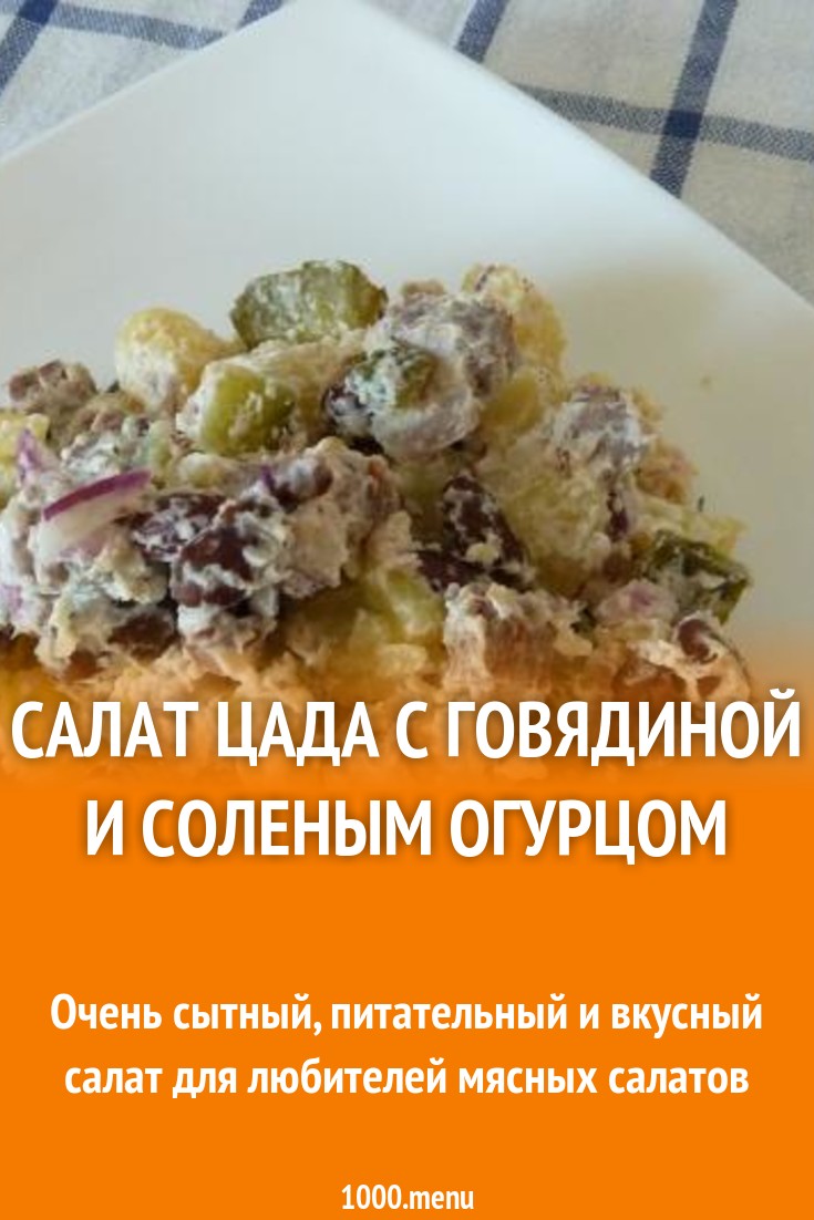 салат Цада с фасолью и говядиной и сметаной с огурцами рецепт с фото  пошагово - 1000.menu