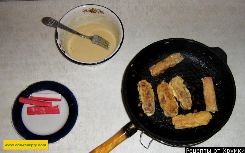 Рецепт крабовых палочек в кляре на сковороде